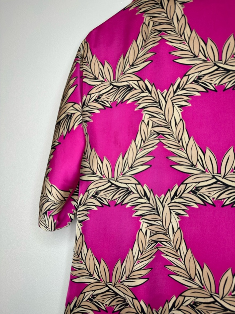 Emily McCarthy Women's Pink Nude Leaf Pattern Mini Dress Size XS Vacation Resort - Picture 7 of 9